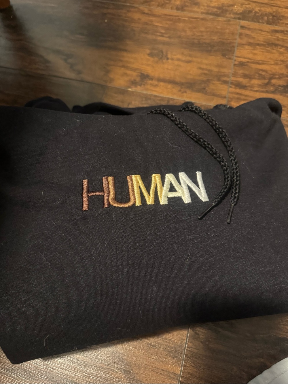 Multicolor Embroidered Black Hoodie